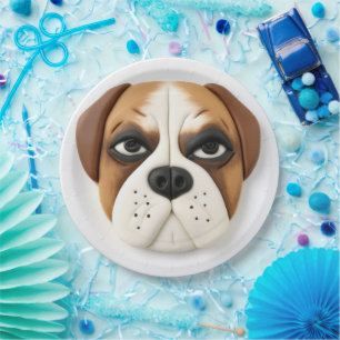 Assiettes En Carton Chien Boxer Inspiré 3D 