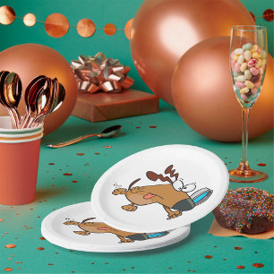 Assiettes En Carton Chien Brown Avec Verre Magnifique