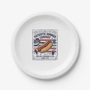 Assiettes En Carton Chien Chaud Patriotique Pique-Nique Vintage