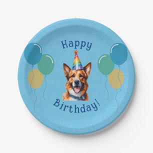 Assiettes En Carton Chien Chien Chien Bleu Anniversaire Paw ty
