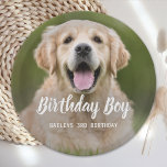 Assiettes En Carton Chien Chien Chien Chien Anniversaire Fête Personna<br><div class="desc">Birthday Boy ! Ajoutez la touche finale à votre fête d'anniversaire de chiot ou de chien avec cette simple photo d'anniversaire de naissance garçon conception chien fête d'anniversaire plaques papier. Ajoutez la photo préférée de votre chiot et personnalisez-la avec le nom, le numéro d'anniversaire. Changez pour Anniversaire Fille d'un chiot....</div>