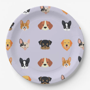 Assiettes En Carton Chien Chien Chien Chien Violet Anniversaire Pawty