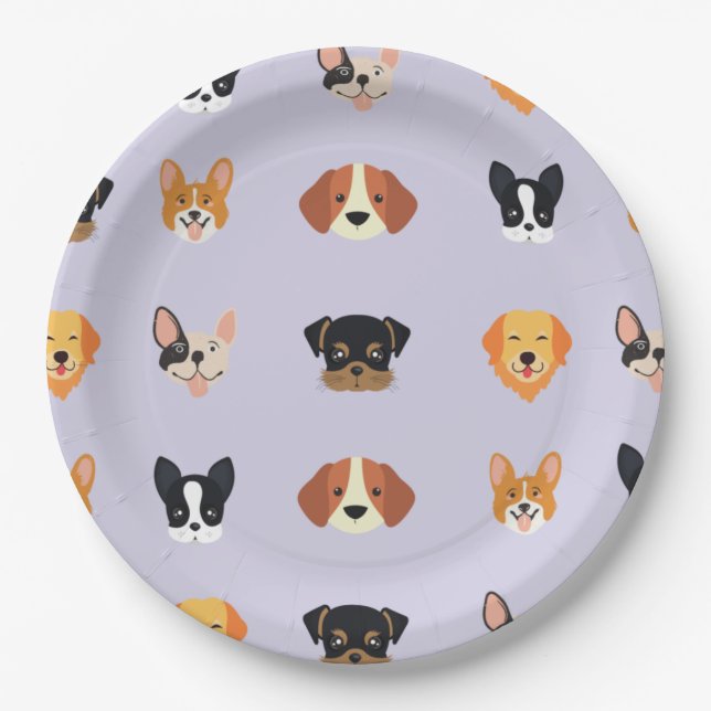 Assiettes En Carton Chien Chien Chien Chien Violet Anniversaire Pawty (Devant)