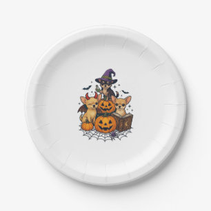 Assiettes En Carton Chien Chihuahua Halloween Citrouilles Chapeau de S