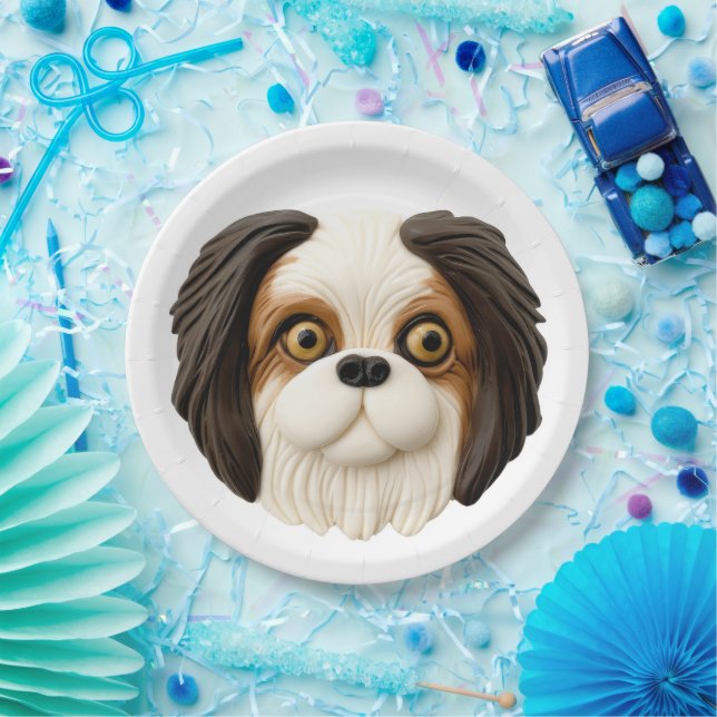 Assiettes En Carton Chien Chin Japonais 3D inspiré (Fête)