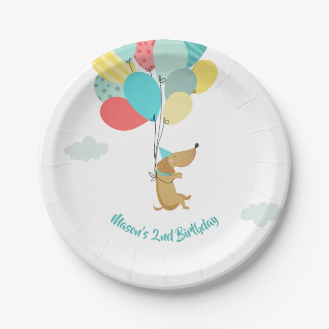 Assiettes En Carton Chien chiot Plaques de papier d'anniversaire Paw t (Devant)