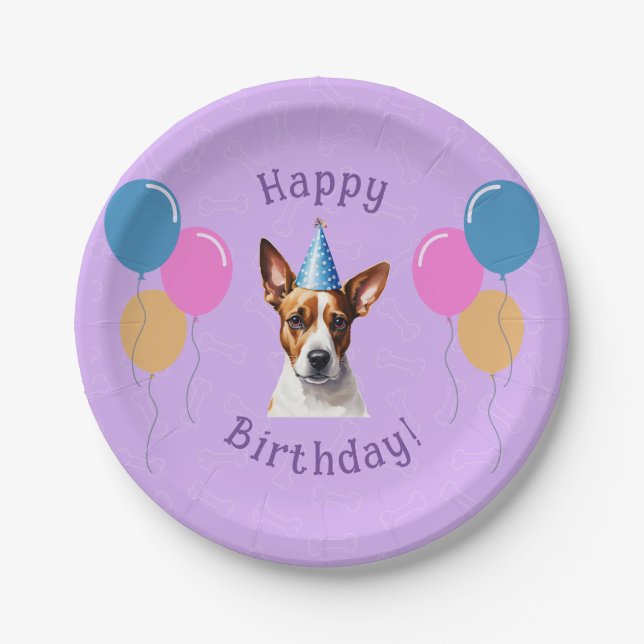 Assiettes En Carton Chien chiot pourpre Anniversaire Paw ty (Devant)