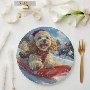 Assiettes En Carton Chien Cocker Spaniel dans un traîneau Laissez tomb
