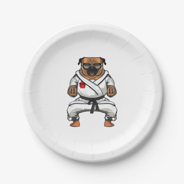 Assiettes En Carton Chien connaît Karate (Devant)