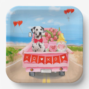 Assiettes En Carton Chien dalmate Saint Valentin Coeurs de Camion