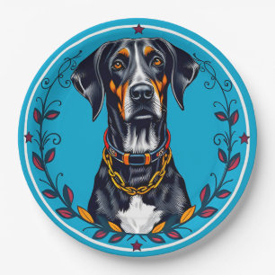 Assiettes En Carton Chien dans un motif floral circulaire