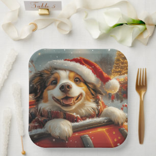 Assiettes En Carton Chien de berger anatolien Montagnes russes Noël