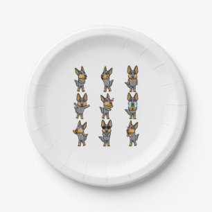 Assiettes En Carton Chien de bétail australien Kawaii Emoticon