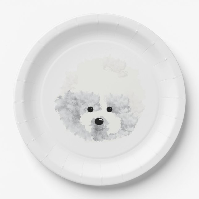 Assiettes En Carton Chien de Bichon Frise (Devant)