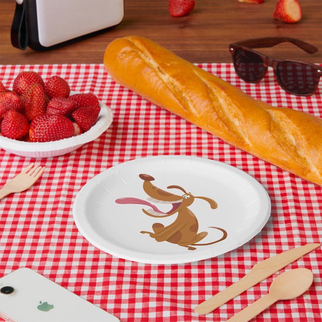 Assiettes En Carton Chien de caricature avec grand sourire et langue d (Créateur téléchargé)