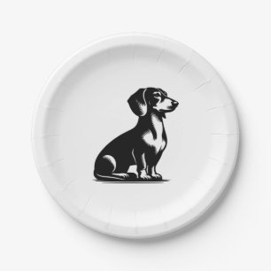 Assiettes En Carton Chien de chasse classique Chien Dachshund Vintage