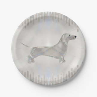 Assiettes En Carton Chien de Dachshund - silhouette de perle de Doxie