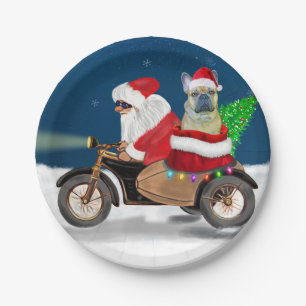 Assiettes En Carton Chien de Noël Père Noël Oreiller
