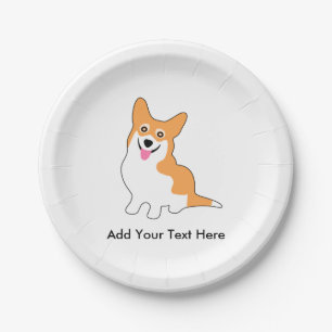 Assiettes En Carton Chien de sourire mignon de corgi de Gallois de