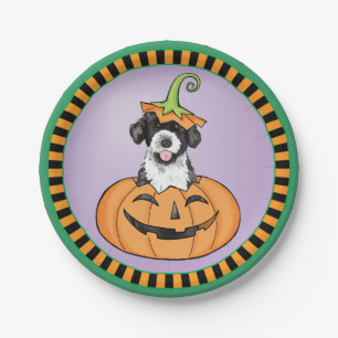 Assiettes En Carton Chien d'eau portugais d'Halloween