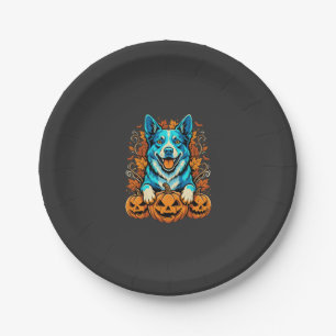 Assiettes En Carton Chien d'Halloween avec citrouilles Jack O Lantern_