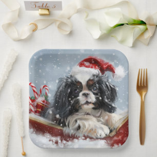 Assiettes En Carton Chien Japonais Chin Noël Fête