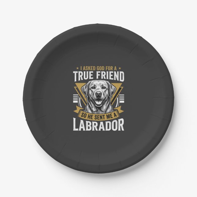 Assiettes En Carton Chien Labrador véritable ami (Devant)
