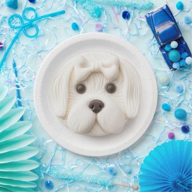 Assiettes En Carton Chien maltais 3D inspiré (Fête)