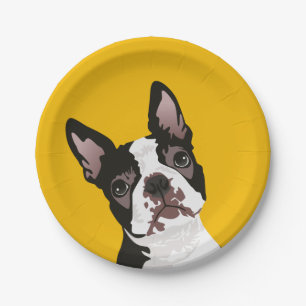 Assiettes En Carton Chien mignon de Boston Terrier pour le