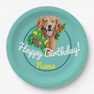 Assiettes En Carton Chien mignon Dreamy Golden Retriever
