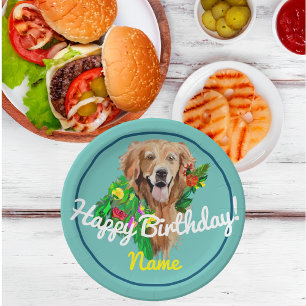 Assiettes En Carton Chien mignon Dreamy Golden Retriever