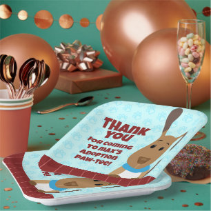 Assiettes En Carton Chien mignon sur clôture Pet d'adoption Pawprints