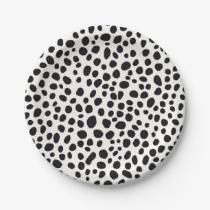 Assiettes En Carton Chien noir et blanc Dalmatien Motif Abstrait