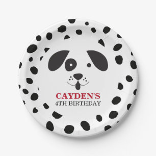 Assiettes En Carton Chien noir tache Dalmatie Plaques papier d'anniver