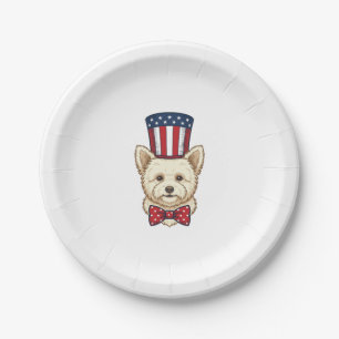 Assiettes En Carton Chien patriotique chapeau haut de forme vintage ve