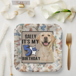 Assiettes En Carton Chien Personnalisé 5e anniversaire fête Plaques pa