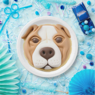 Assiettes En Carton Chien Pitbull Inspiré 3D