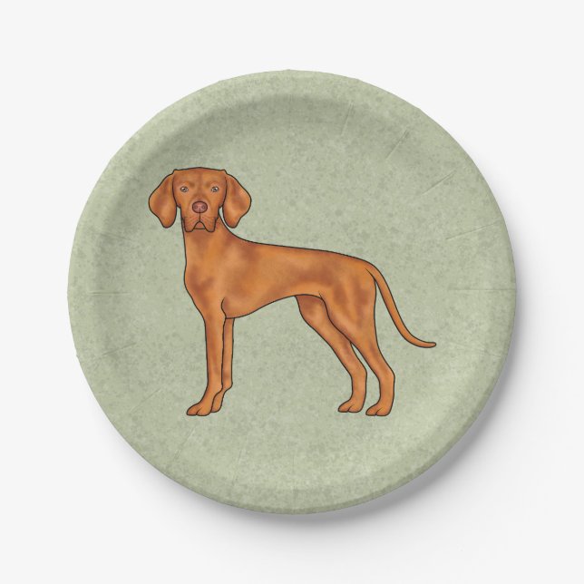 Assiettes En Carton Chien Pointer Mignon Braque Hongrois Debout Vert (Devant)
