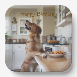 Assiettes En Carton Chien qui vole de la nourriture
