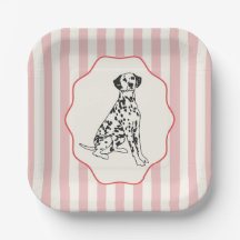 Chien rose, rouge et noir et rayures