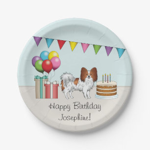 Assiettes En Carton Chien rouge et blanc Papillon coloré Anniversaire