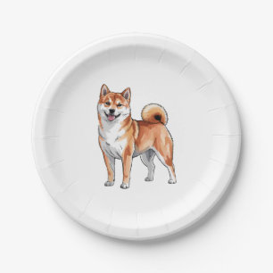 Assiettes En Carton Chien Shiba Inu - mignon et heureux