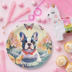 Assiettes En Carton Chien-taupe français mignon