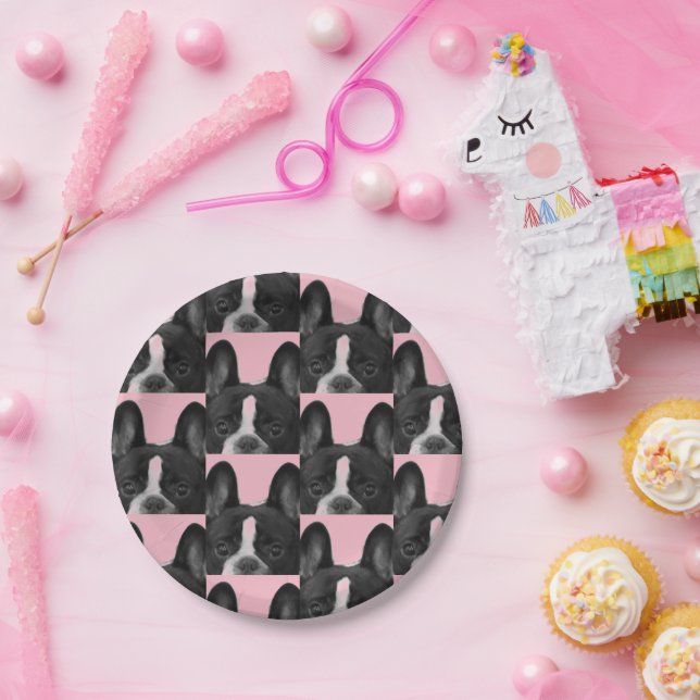 Assiettes En Carton Chien-taureau rose 4Melissa (Fête)