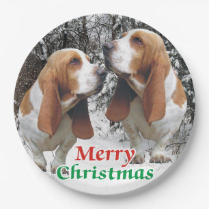 Assiettes En Carton Chiens de basset de Joyeux Noël