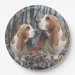 Assiettes En Carton Chiens de basset de région boisée