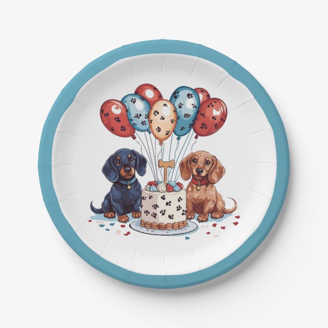Assiettes En Carton Chiens de Dachshund (Devant)