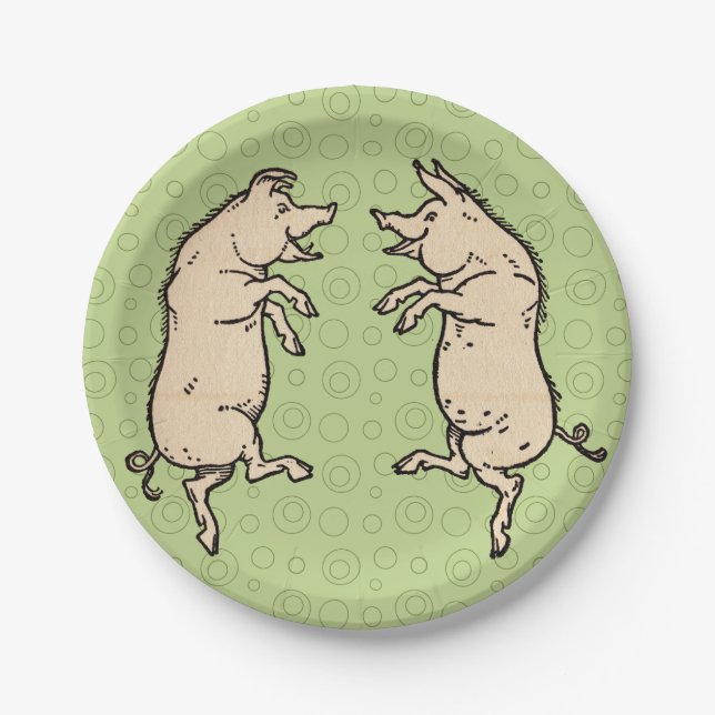 Assiettes En Carton Chiens de danse antiques : Jig de pige Vintage fan (Devant)