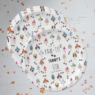 Assiettes En Carton Chiens de fête d'anniversaire Pawty mignons