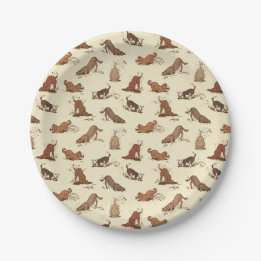 Assiettes En Carton Chiens de fouille - motif de vacances de plage.